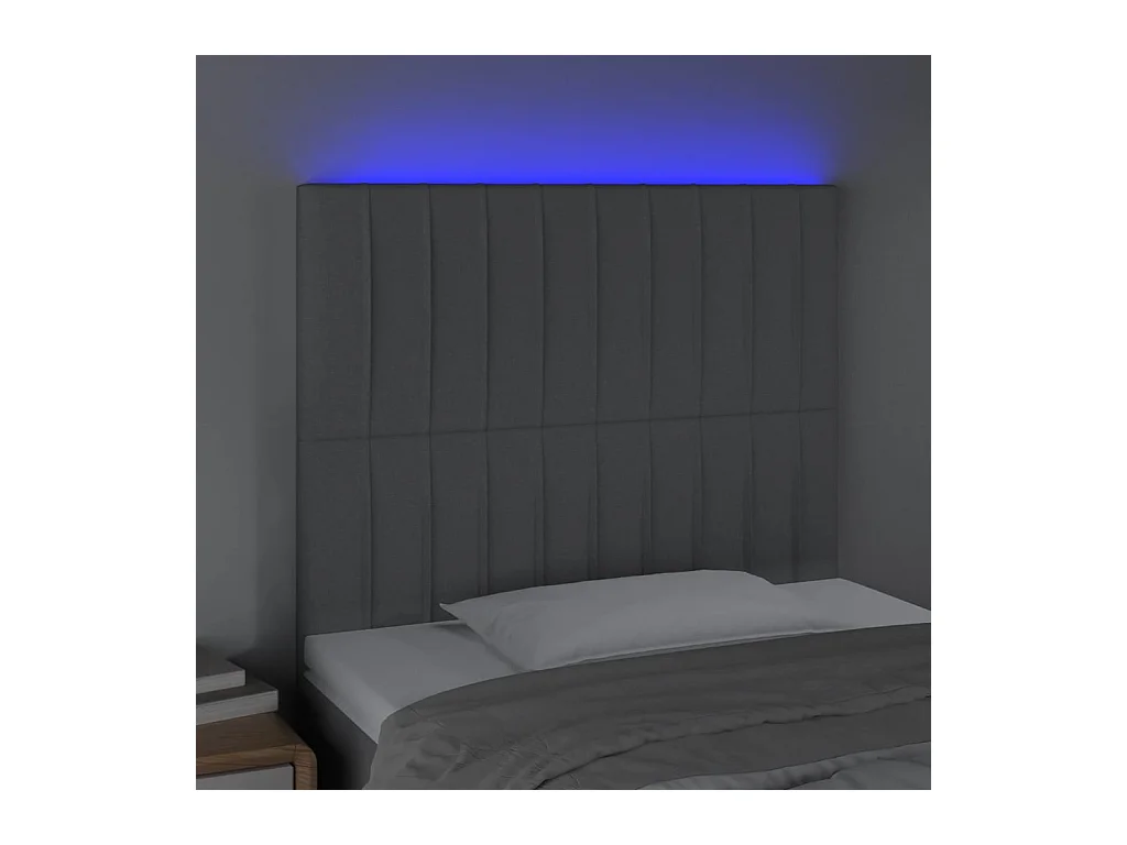 Tête de Lit | Panneau de tête pour lit Moderne à LED Gris clair 90x5x118/128 cm Tissu