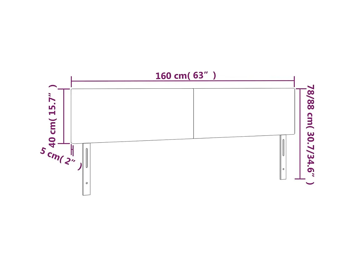 Tête de Lit | Panneau de tête pour lit Moderne à LED Gris foncé 160x5x78/88 cm Velours
