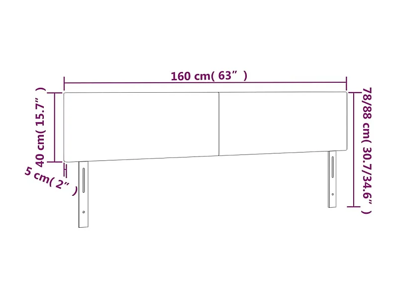 Tête de Lit | Panneau de tête pour lit Moderne à LED Gris foncé 160x5x78/88 cm Velours
