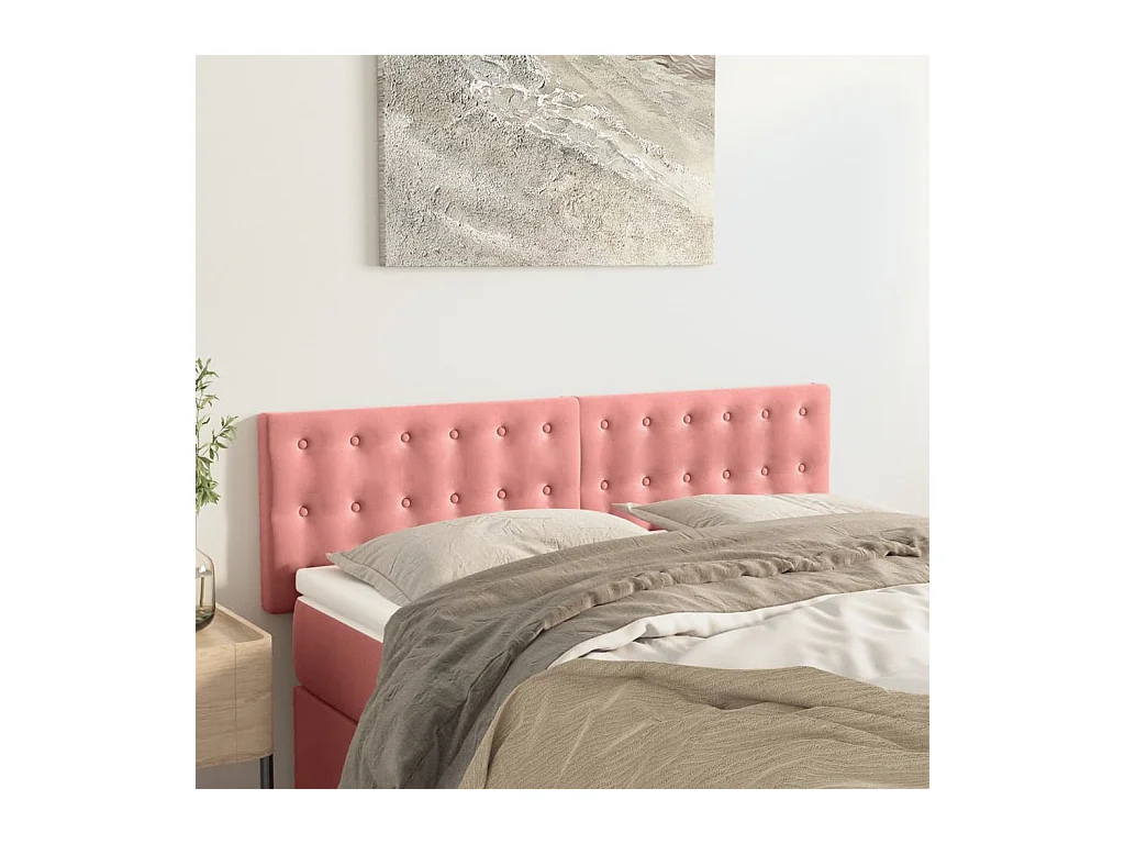 Têtes de lit | Panneaux de tête pour lit Moderne 2 pcs Rose 72x5x78/88 cm Velours