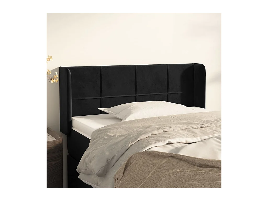 Mueble cabecero | Cabezal de cama | Cabecero de terciopelo negro 103x16x78/88 cm