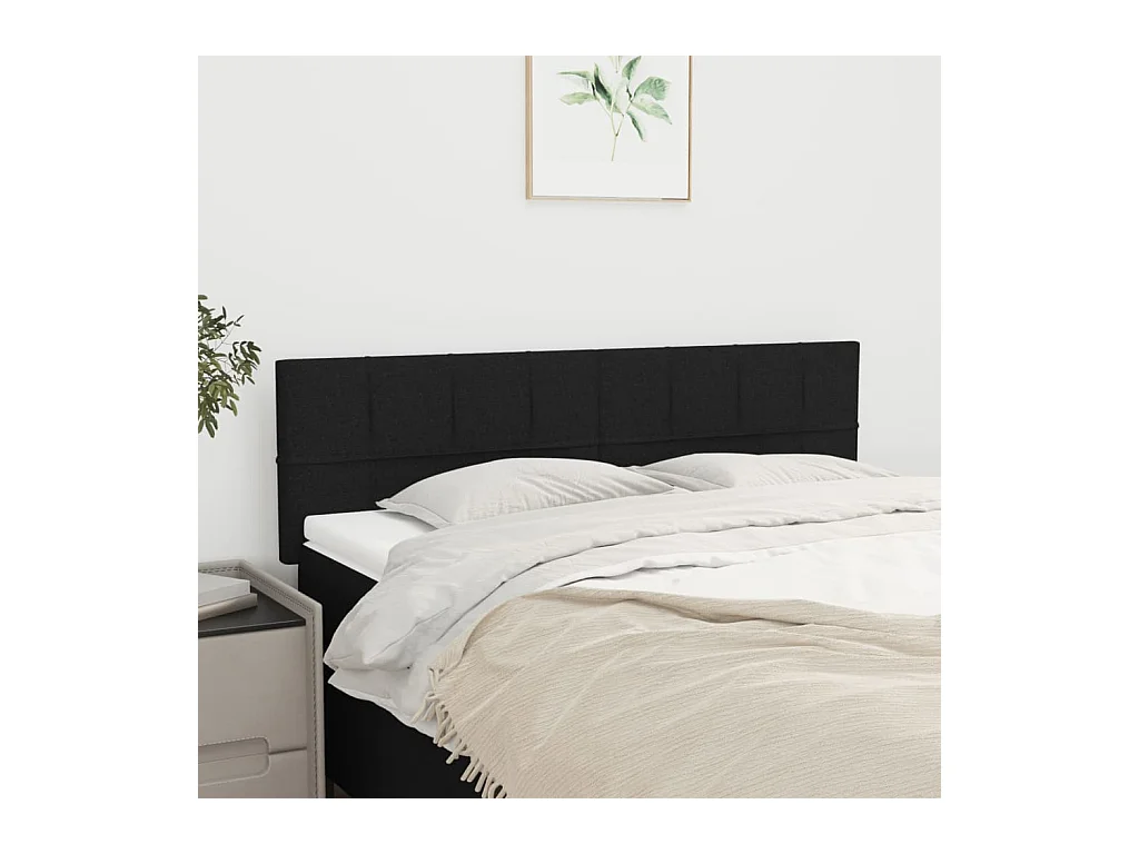 Têtes de lit | Panneaux de tête pour lit Moderne 2 pcs Noir 72x5x78/88 cm Tissu