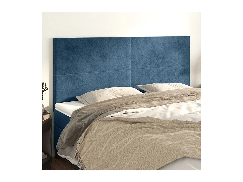 Têtes de lit | Panneaux de tête pour lit Moderne 4 pcs Bleu foncé 90x5x78/88 cm Velours