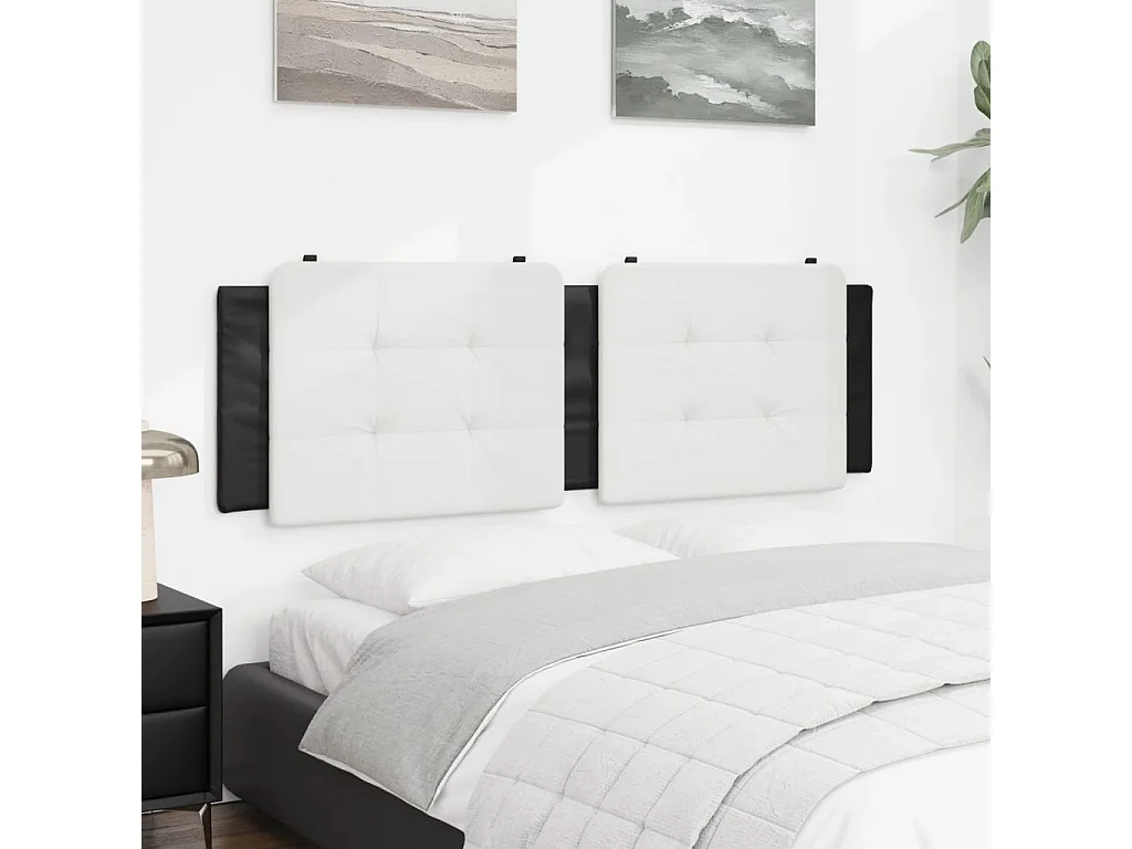 Tête de lit | Coussin de tête de lit | Tête de lit décoratif blanc et noir 160 cm similicuir