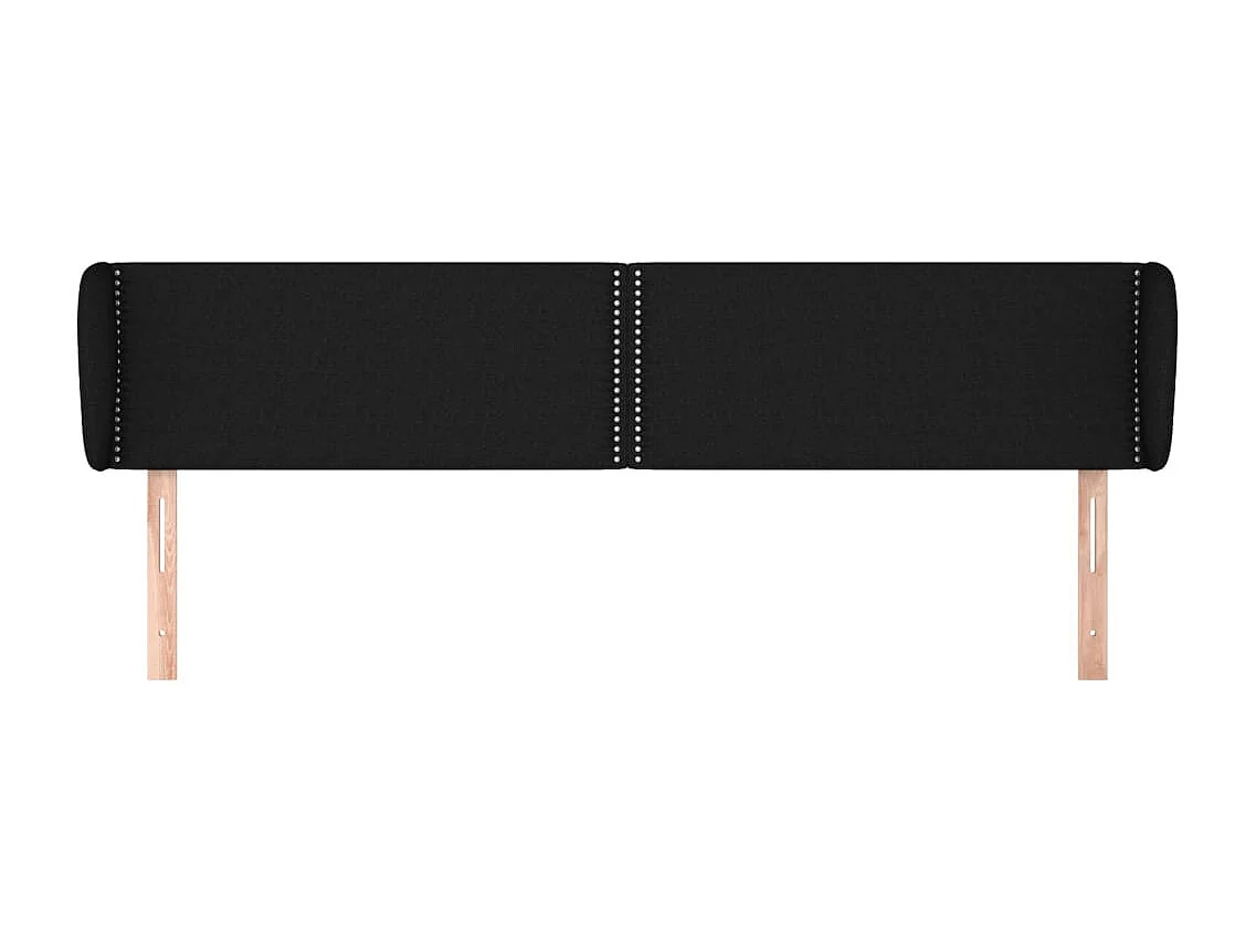 Tête de Lit | Panneau de tête pour lit Moderne avec oreilles Noir 183x23x78/88 cm Tissu