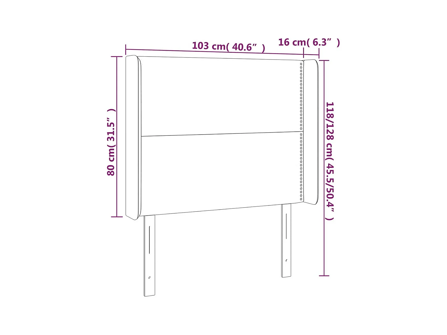 Mueble cabecero | Cabezal de cama | Cabecero con LED de tela color crema 103x16x118/128 cm