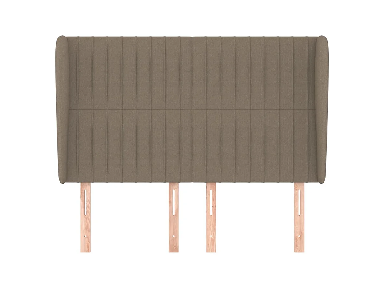 Cabecero | Cabezal de Cama | Mueble cabecero con orejas de tela gris taupe 147x23x118/128 cm