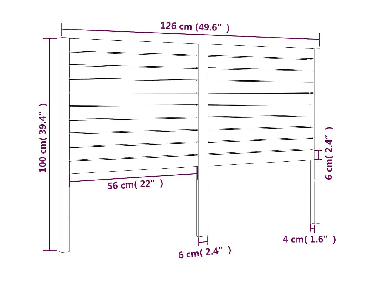 Hoofdbord | Hoofdeinde 126x4x100 cm massief grenenhout wit