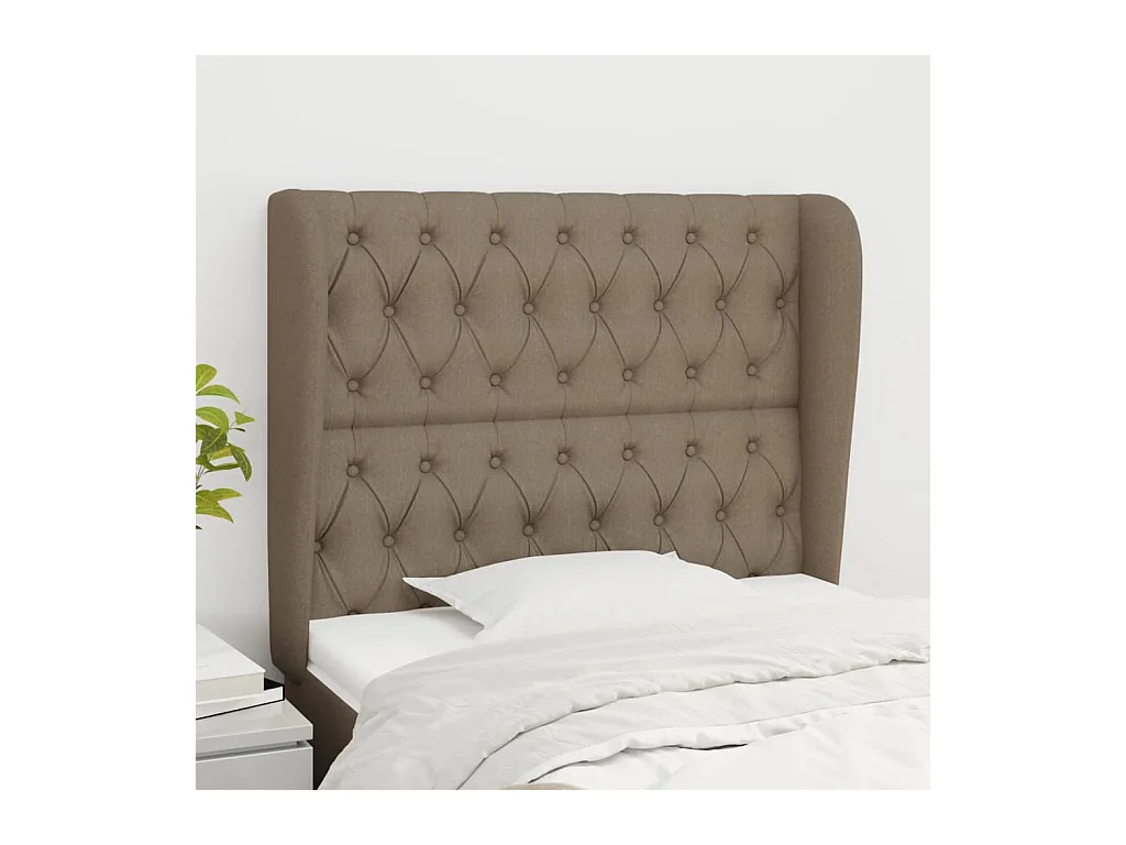 Tête de Lit | Panneau de tête pour lit Moderne avec oreilles Taupe 93x23x118/128 cm Tissu