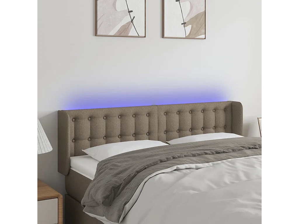 Hoofdbord | Hoofdeinde LED 147x16x78/88 cm stof taupe