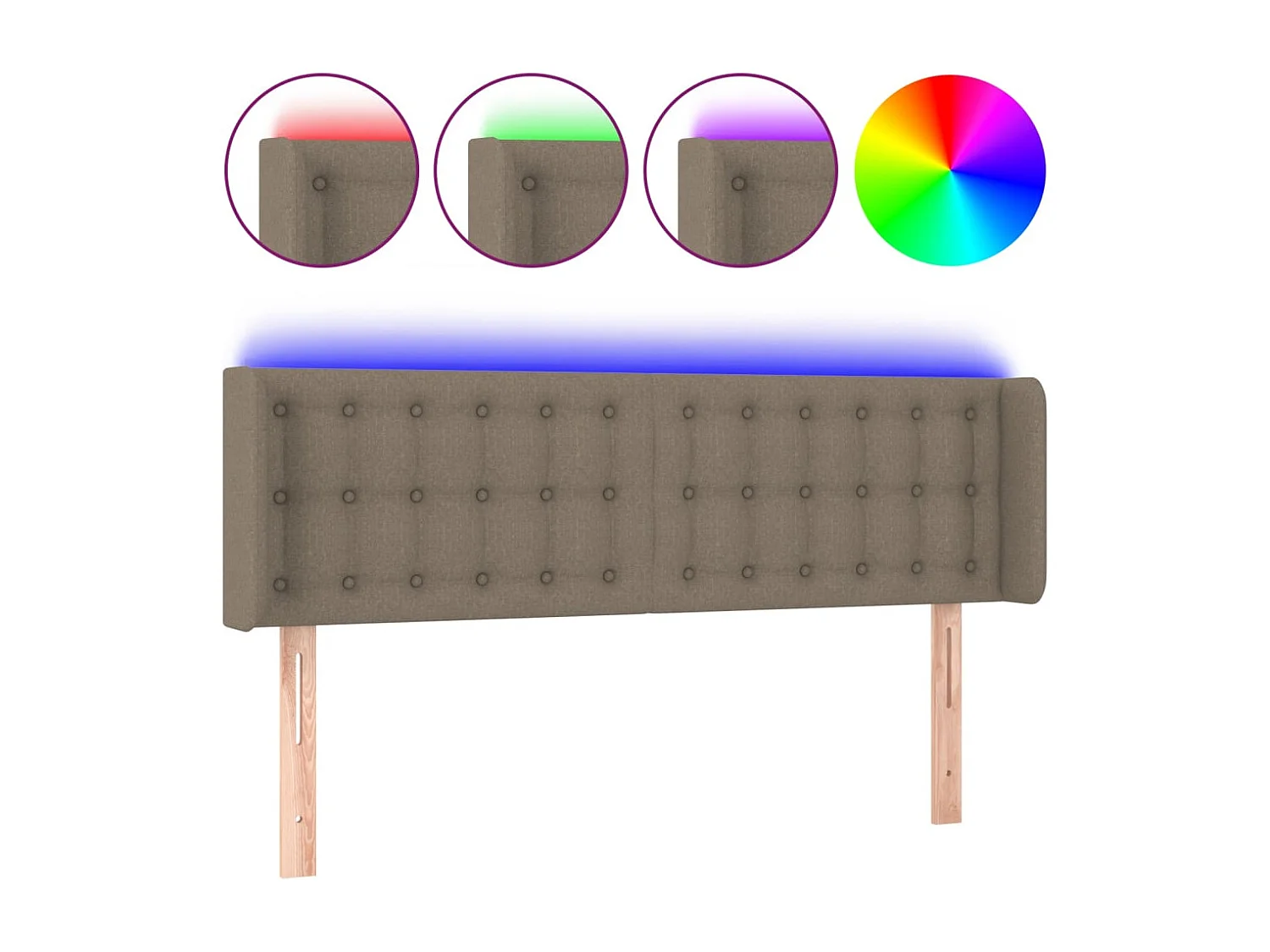 Hoofdbord | Hoofdeinde LED 147x16x78/88 cm stof taupe
