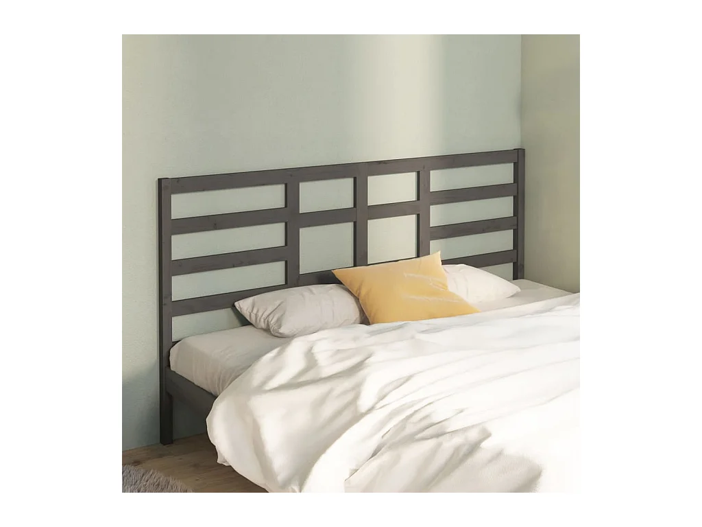 Cabecero de Cama | Cabezal de cama | Mueble de cabecero madera maciza de pino gris 206x4x104 cm