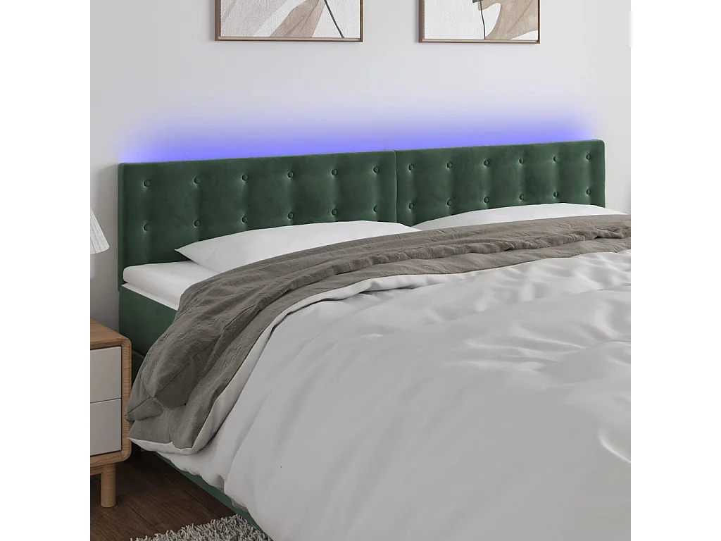 Hoofdbord | Hoofdeinde LED 200x5x78/88 cm fluweel donkergroen