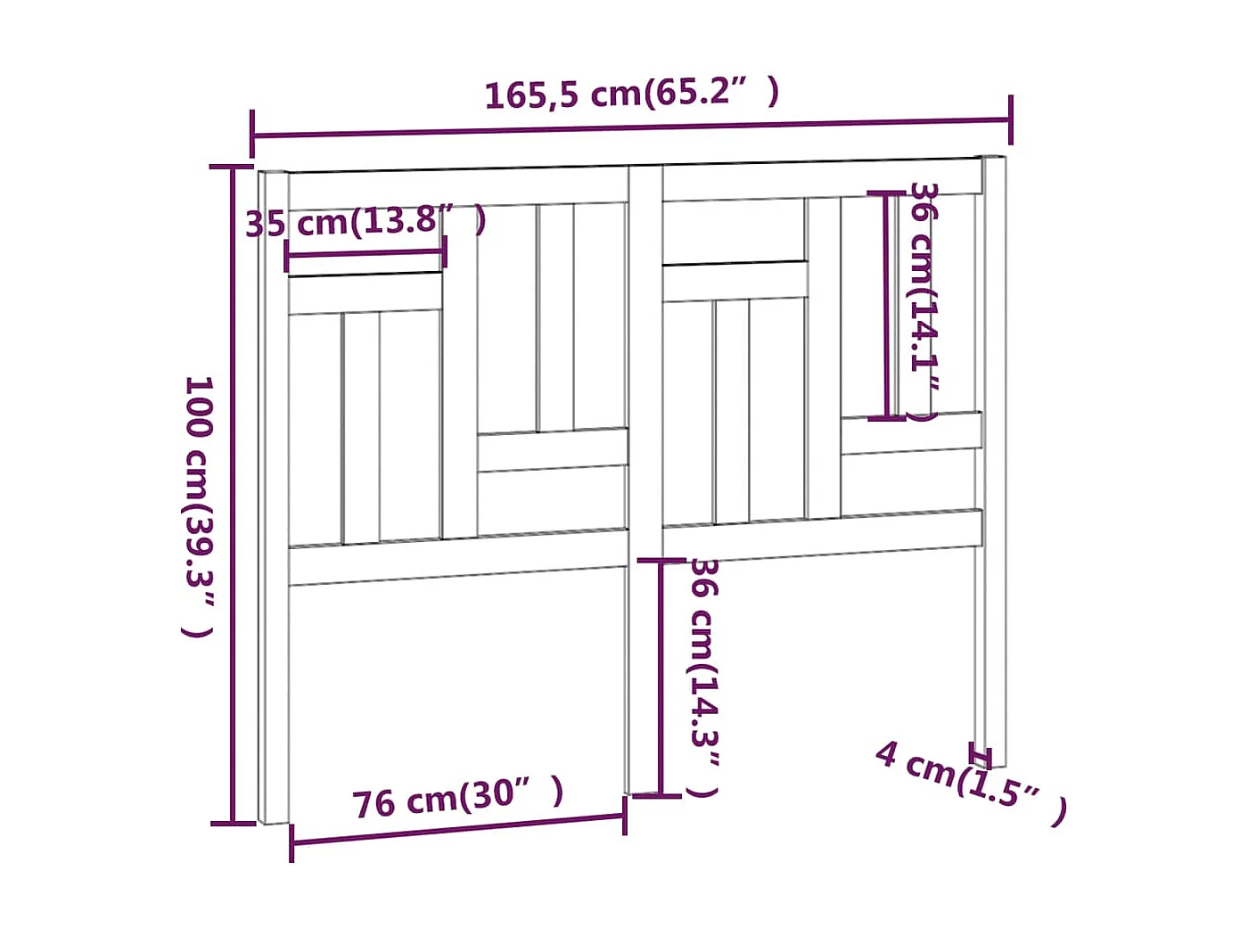 Tête de Lit | Panneau de tête pour lit Moderne 165,5x4x100 cm Bois massif de pin