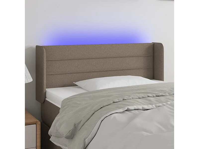 Tête de Lit | Panneau de tête pour lit Moderne à LED Taupe 103x16x78/88 cm Tissu