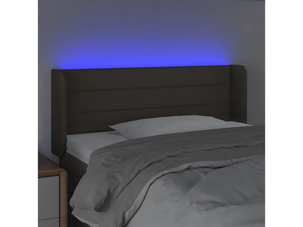 Mueble cabecero | Cabezal de cama | Cabecero con LED de tela gris taupe 103x16x78/88 cm