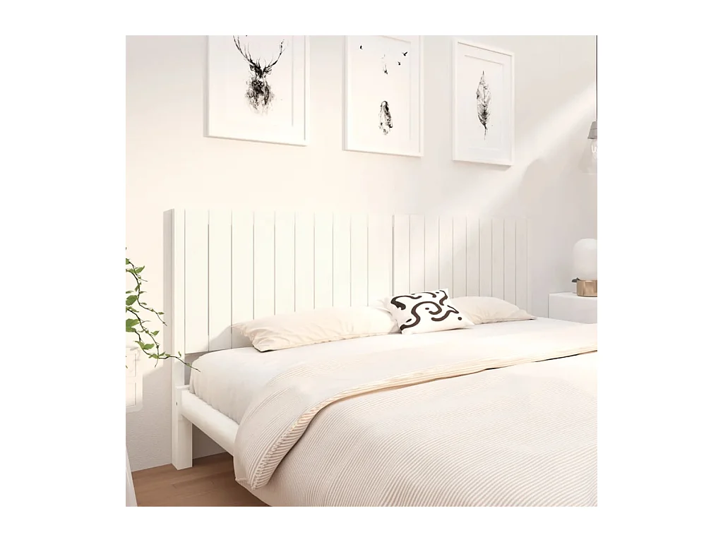 Cabecero de Cama | Cabezal de cama | Mueble de cabecero madera maciza de pino blanco 205,5x4x100 cm