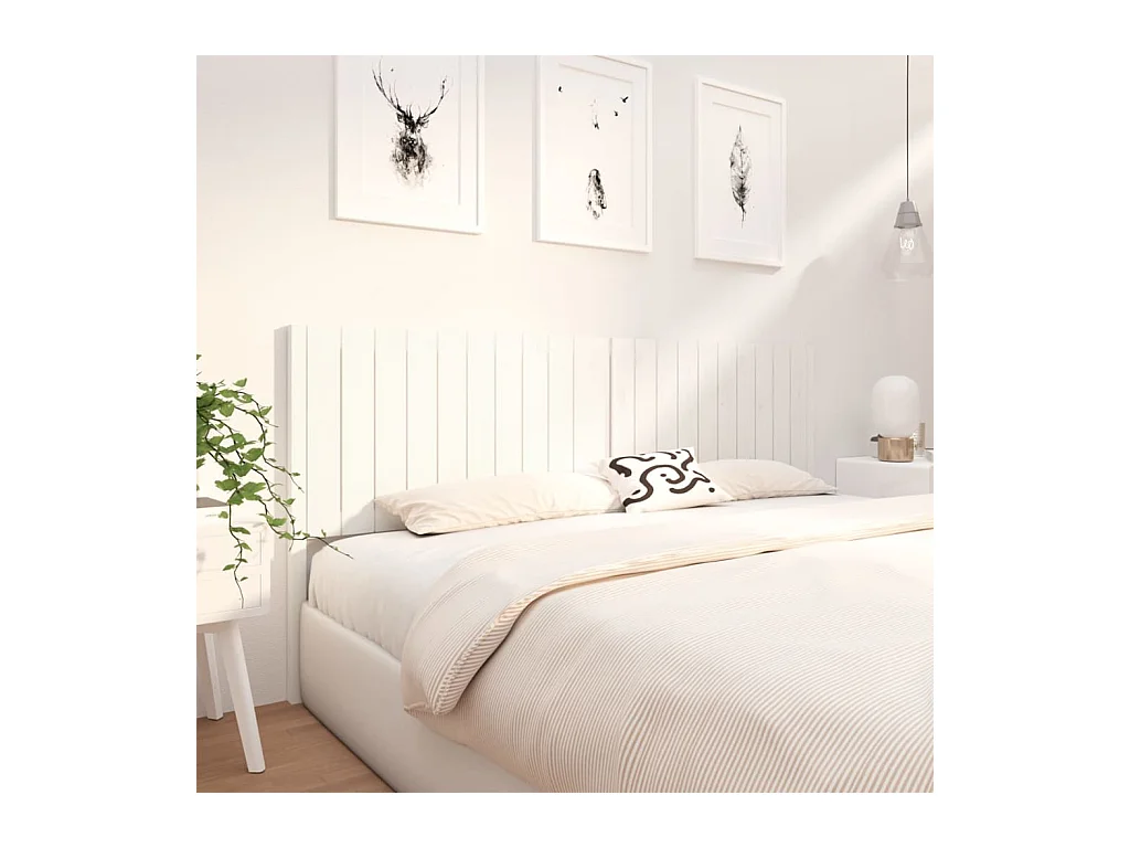 Cabecero de Cama | Cabezal de cama | Mueble de cabecero madera maciza de pino blanco 205,5x4x100 cm