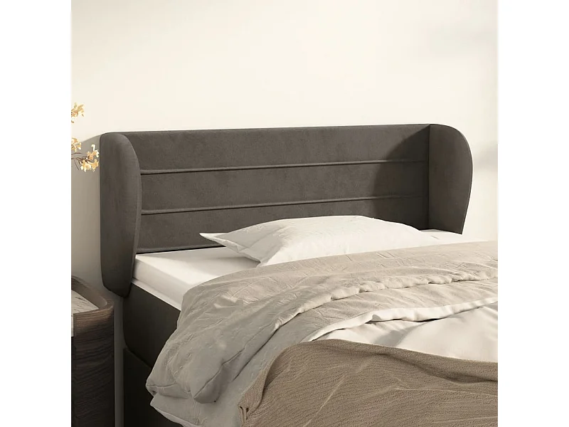 Tête de Lit | Panneau de tête pour lit Moderne avec oreilles Gris foncé 83x23x78/88 cm Velours