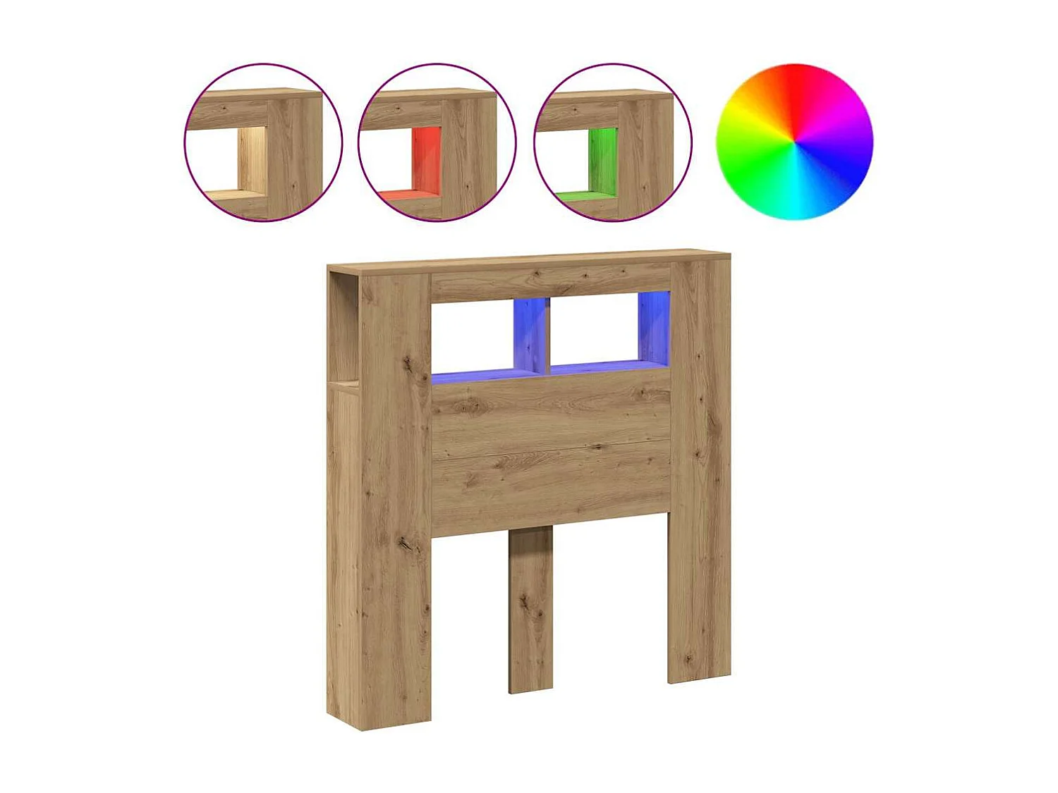 Mueble cabecero | Cabecero | Cabezal de cama LED madera ingeniería roble artisan 100x18,5x103,5 cm