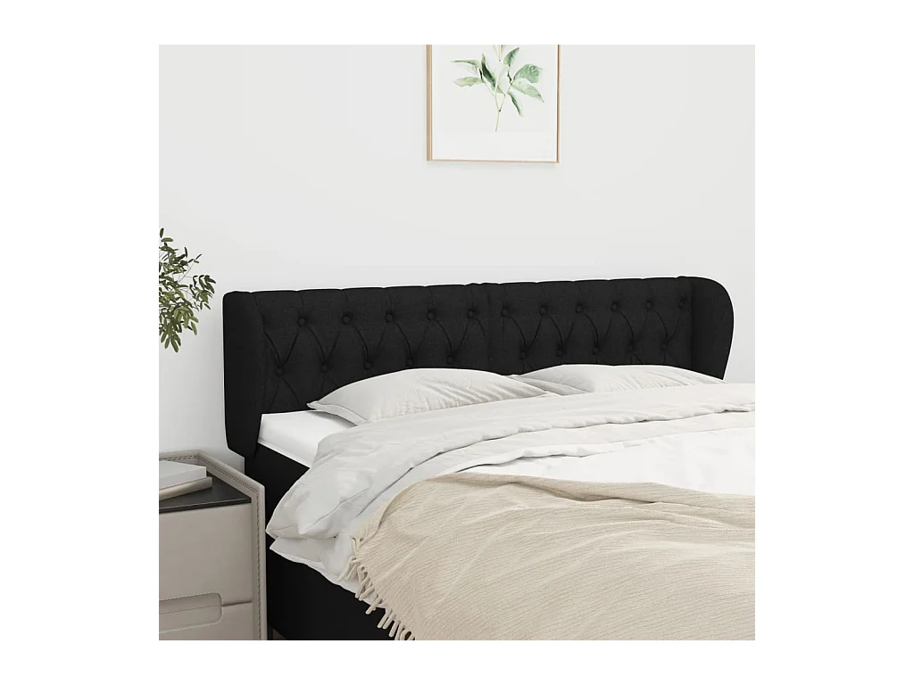 Mueble cabecero | Cabezal de cama | Cabecero de tela negro 163x23x78/88 cm
