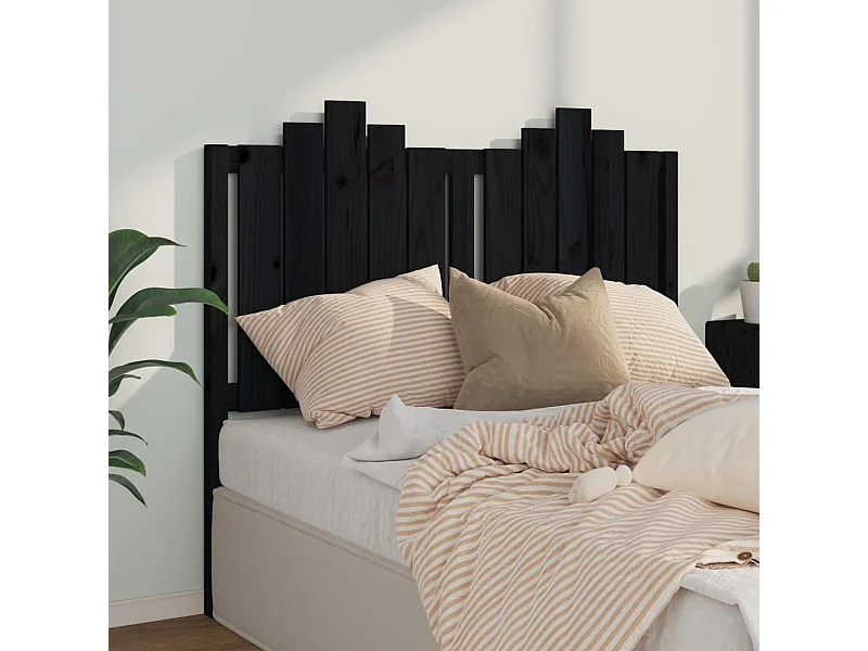 Cabecero de Cama | Cabezal de cama | Mueble de cabecero madera maciza de pino negro 126x4x110 cm