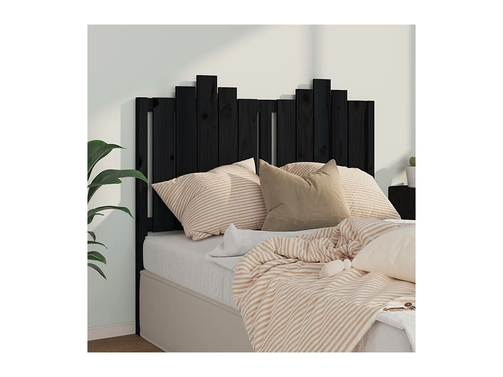 Cabecero de Cama | Cabezal de cama | Mueble de cabecero madera maciza de pino negro 126x4x110 cm