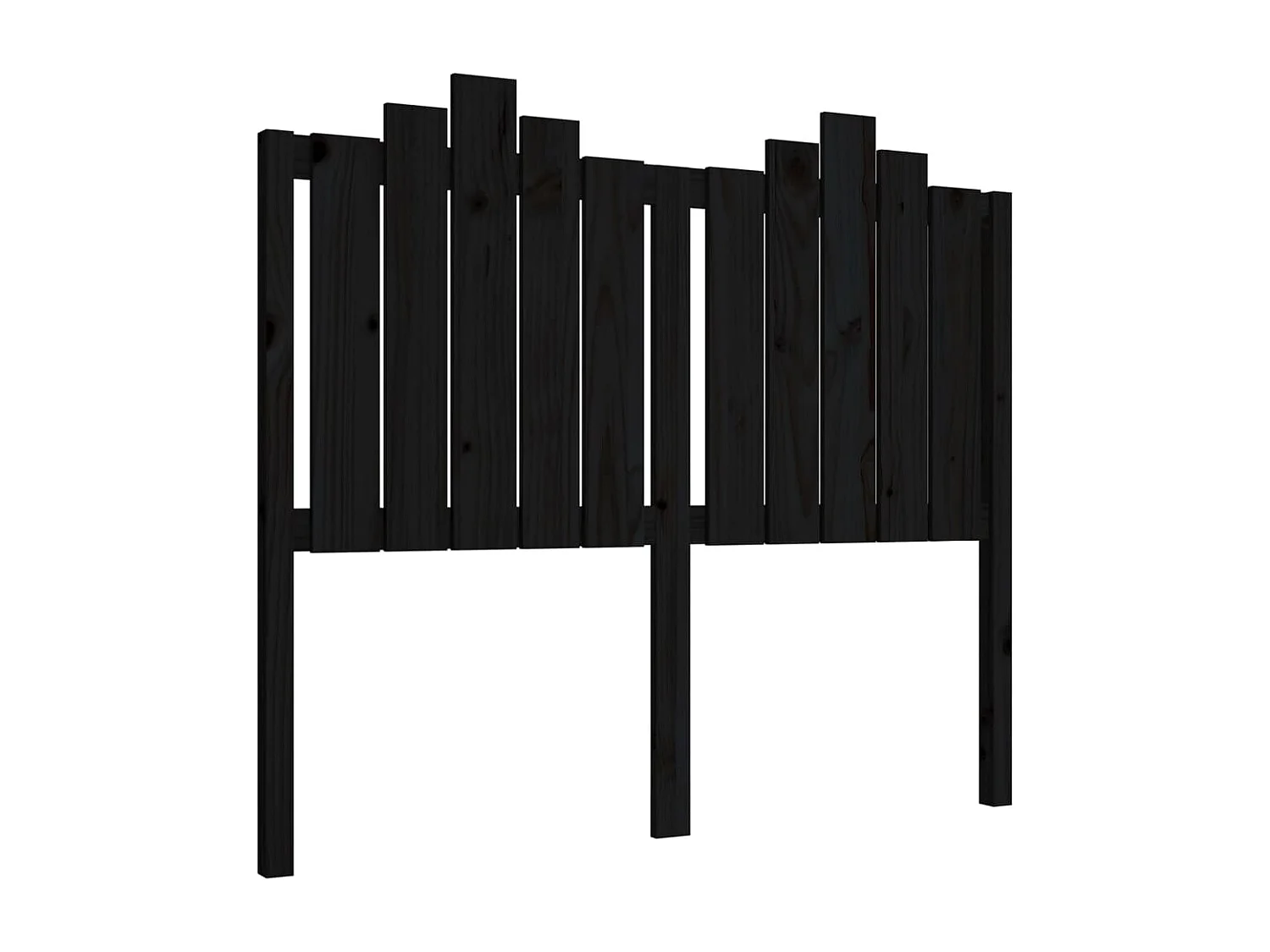 Tête de Lit | Panneau de tête pour lit Moderne Noir 126x4x110 cm Bois massif de pin