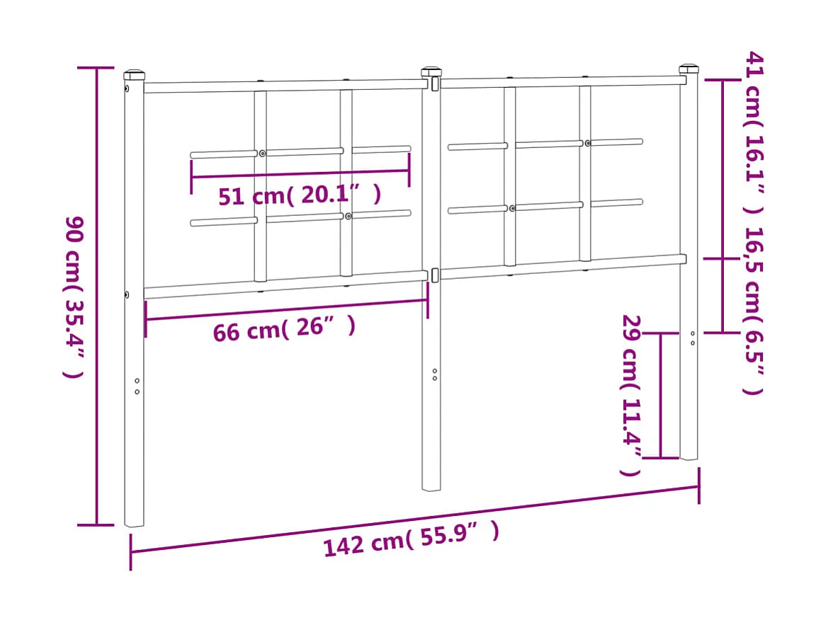 Tête de Lit | Panneau de tête pour lit Moderne métal blanc 135 cm