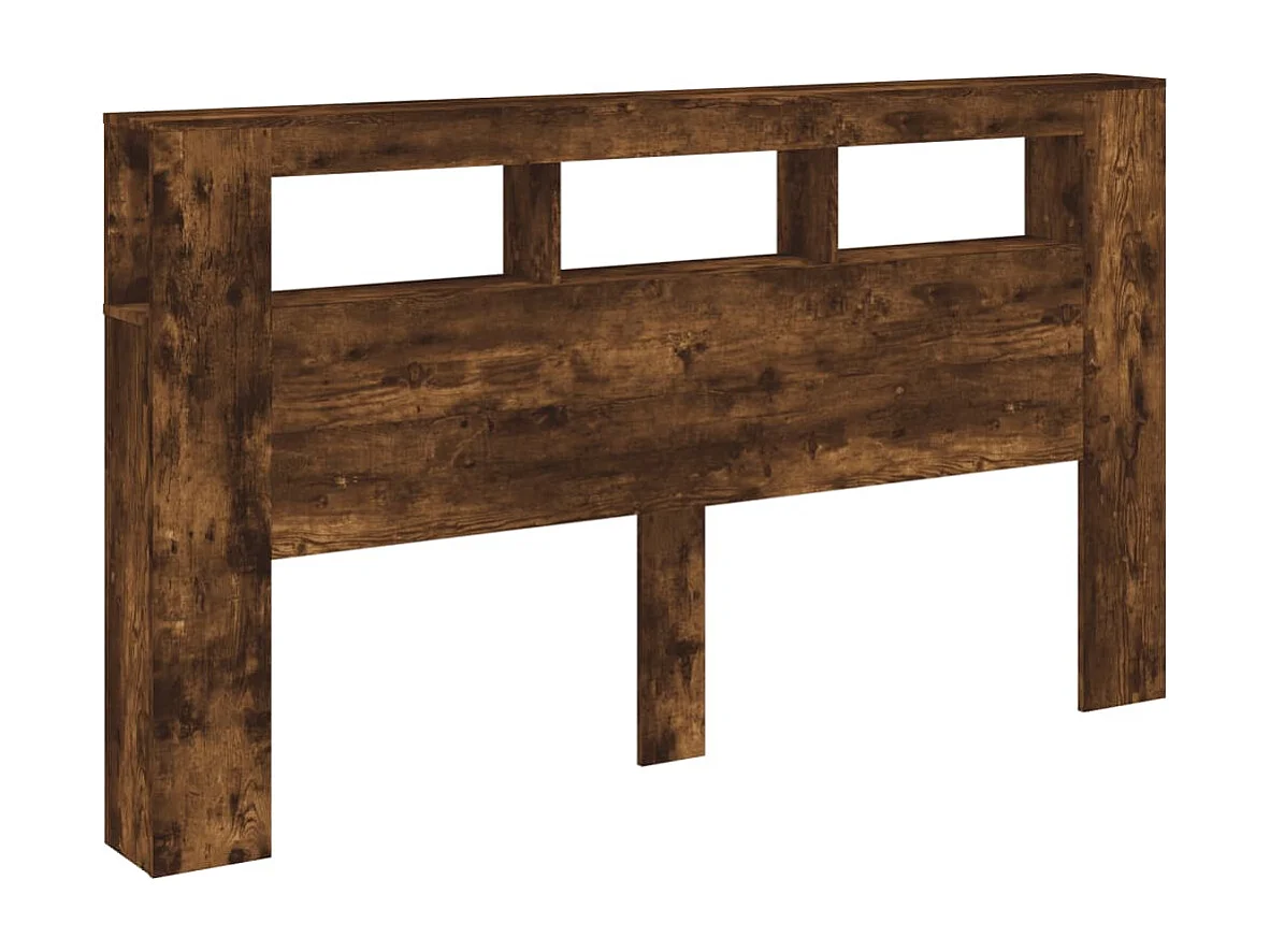 Mueble cabecero | Cabecero | Cabezal de cama LED madera ingeniería roble ahumado 180x18,5x103,5 cm