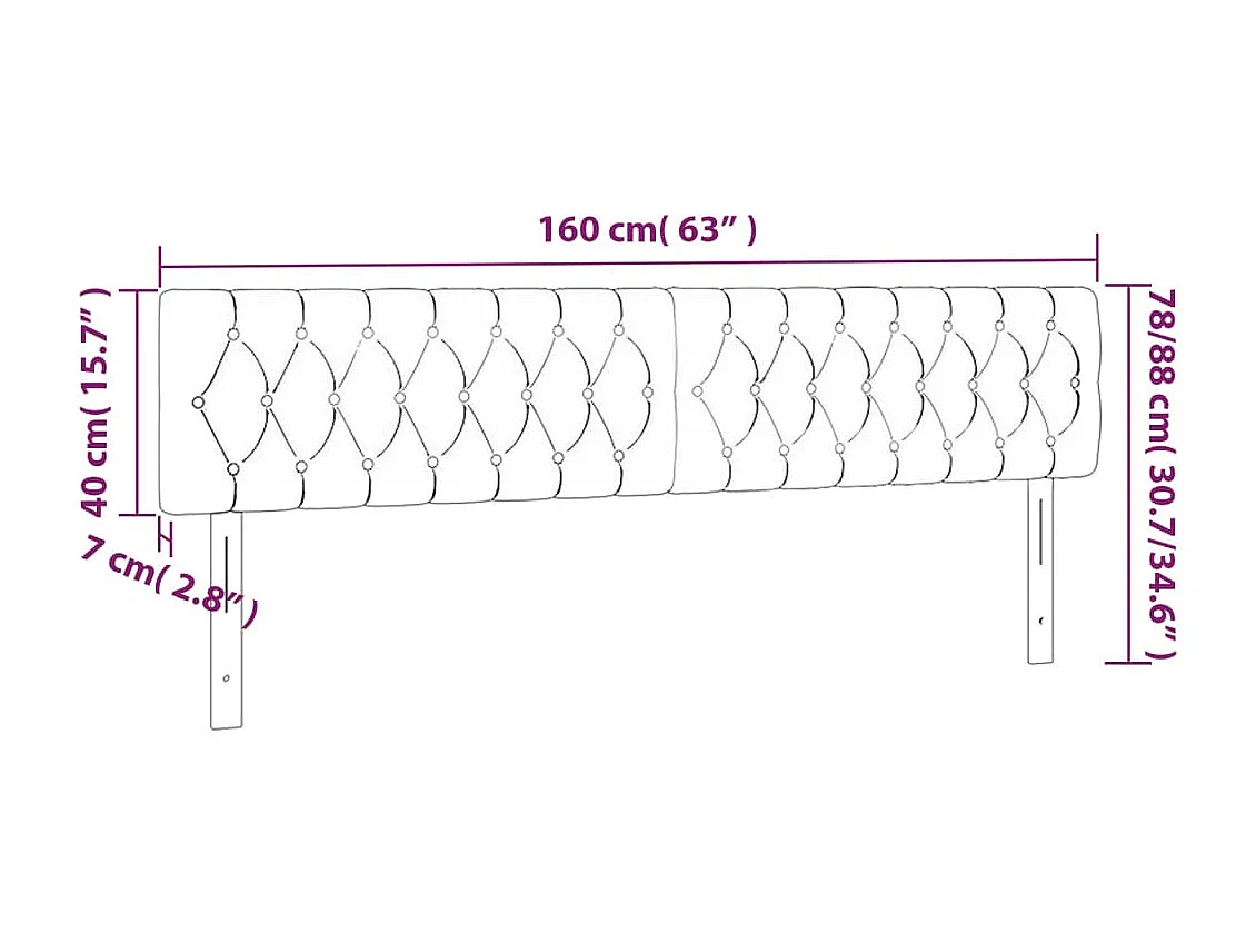 Hoofdbord | Hoofdeinde LED 160x7x78/88 cm fluweel zwart