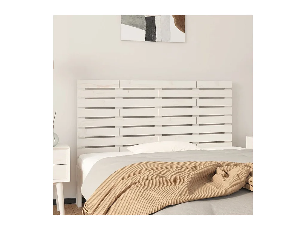 Cabecero de Cama | Cabezal de cama | Mueble de cabecero de pared madera maciza pino blanco 146x3x63 cm