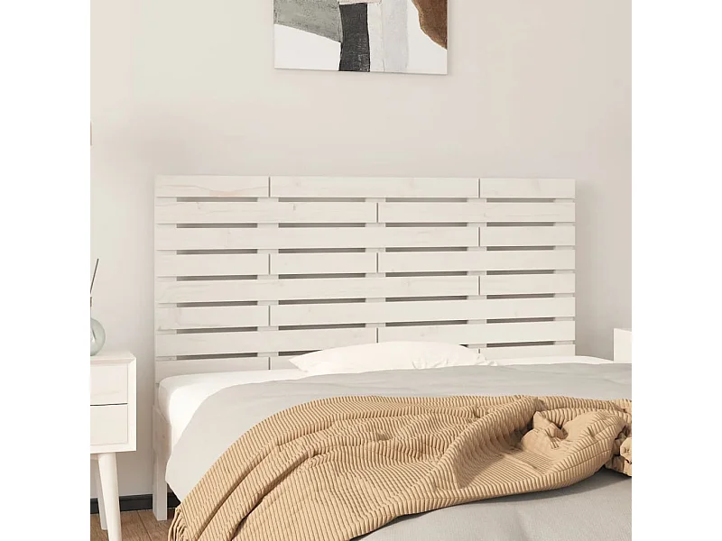 Tête de lit murale | Panneau de tête pour lit Moderne  Blanc 146x3x63 cm Bois massif de pin