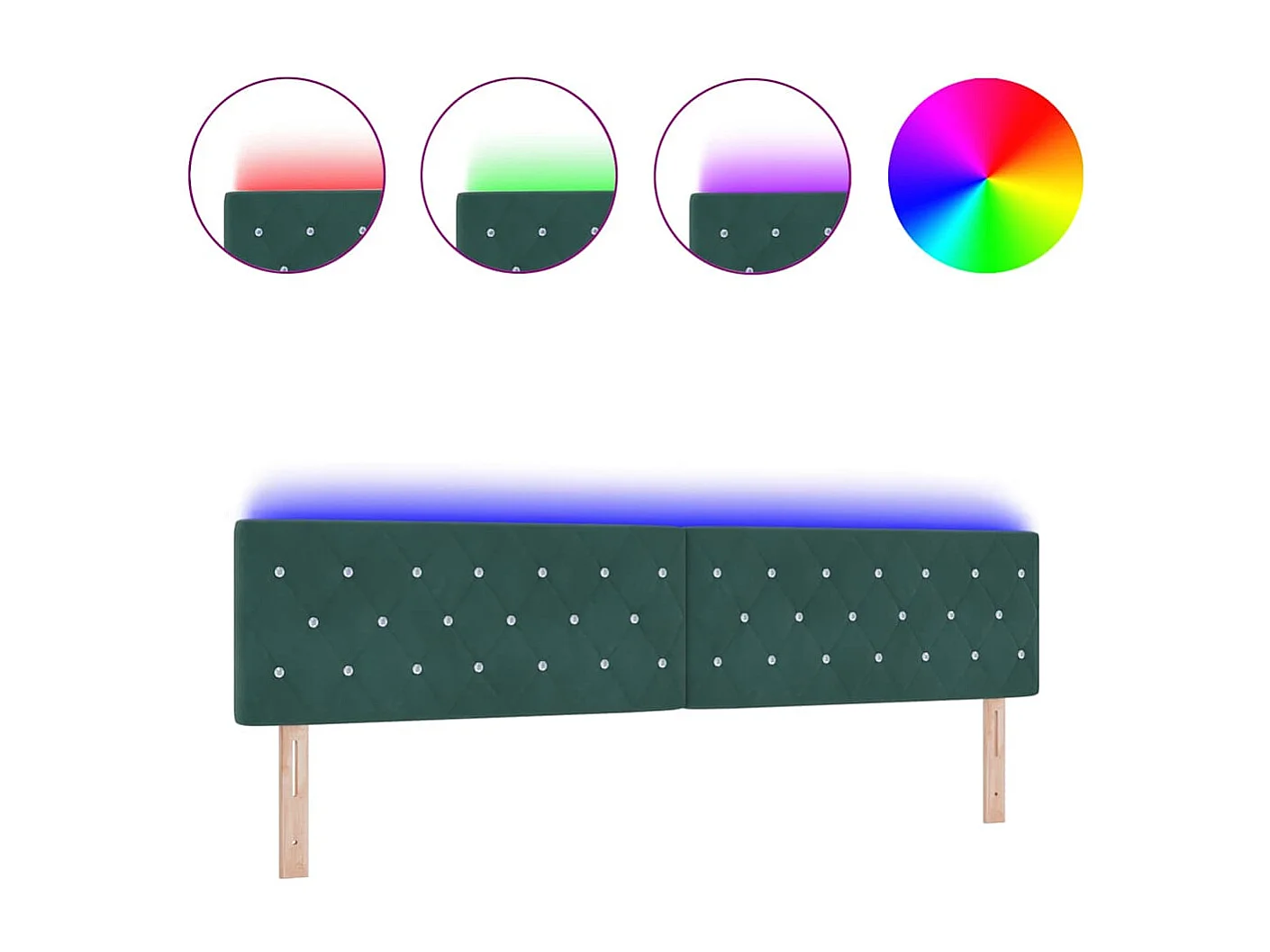 Tête de Lit | Panneau de tête pour lit Moderne LED Argyle Manuel Vert foncé 100 cm Velours