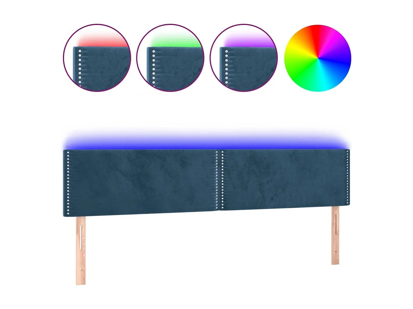 Hoofdbord | Hoofdeinde LED 200x5x78/88 cm fluweel donkerblauw