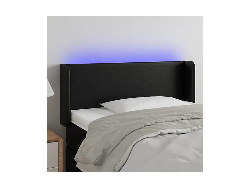 Tête de Lit | Panneau de tête pour lit Moderne à LED Noir 83x16x78/88 cm Similicuir