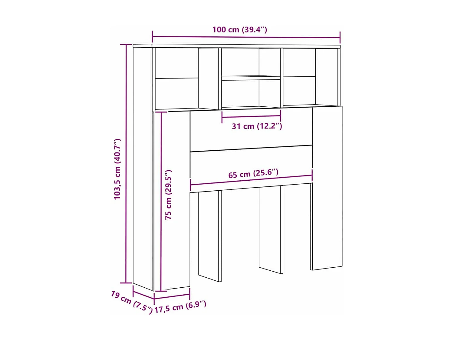 Mueble cabecero | Cabezal de cama | Cabecero de armario con estante Madera vieja Madera Ingénierie