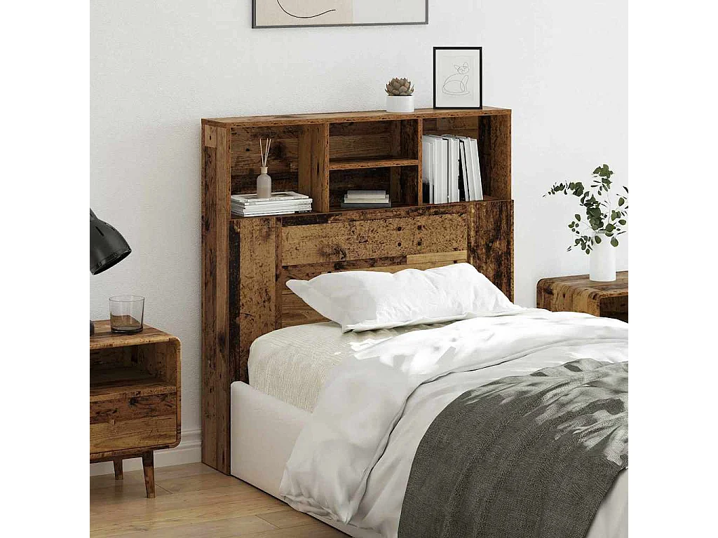 Cabinet de Tête de Lit | Commode de tête de lit avec étagère Bois ancien Bois Composite