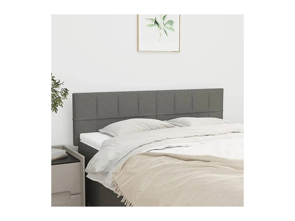 Cabeceros | Cabezal de cama | Mueble de cabecero 2 unidades tela gris oscuro 72x5x78/88 cm