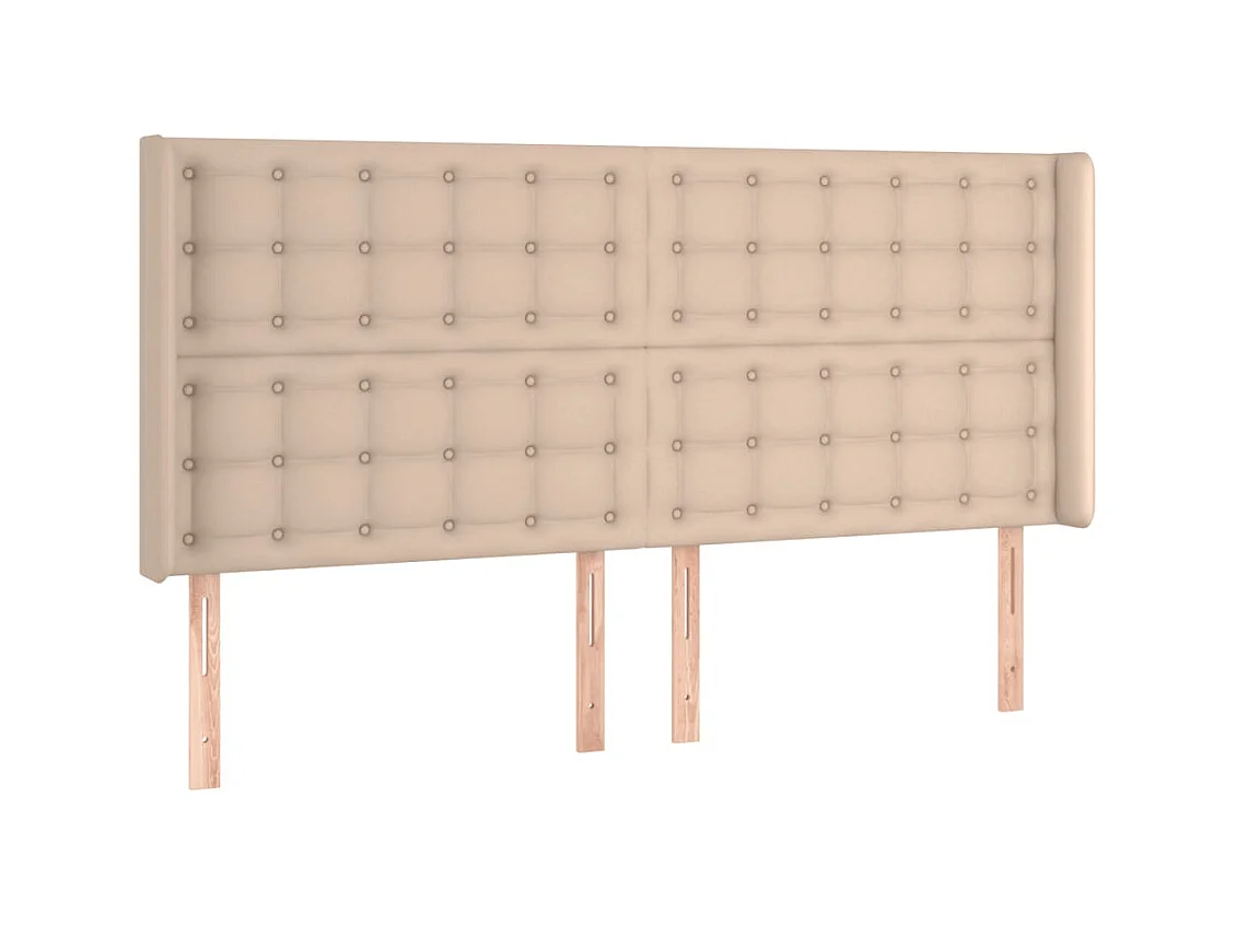 Cabecero | Cabezal de Cama | Mueble cabecero con LED cuero sintético capuchino 203x16x118/128cm