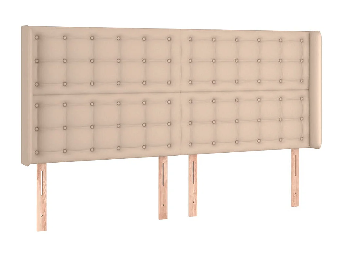 Tête de Lit | Panneau de tête pour lit Moderne à LED Cappuccino 203x16x118/128 cm Similicuir