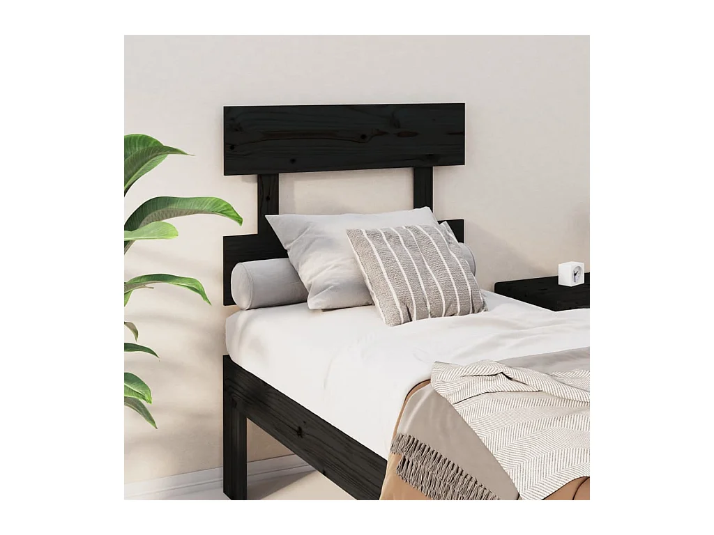 Cabecero de Cama | Cabezal de cama | Mueble de cabecero madera maciza de pino negro 103,5x3x100 cm