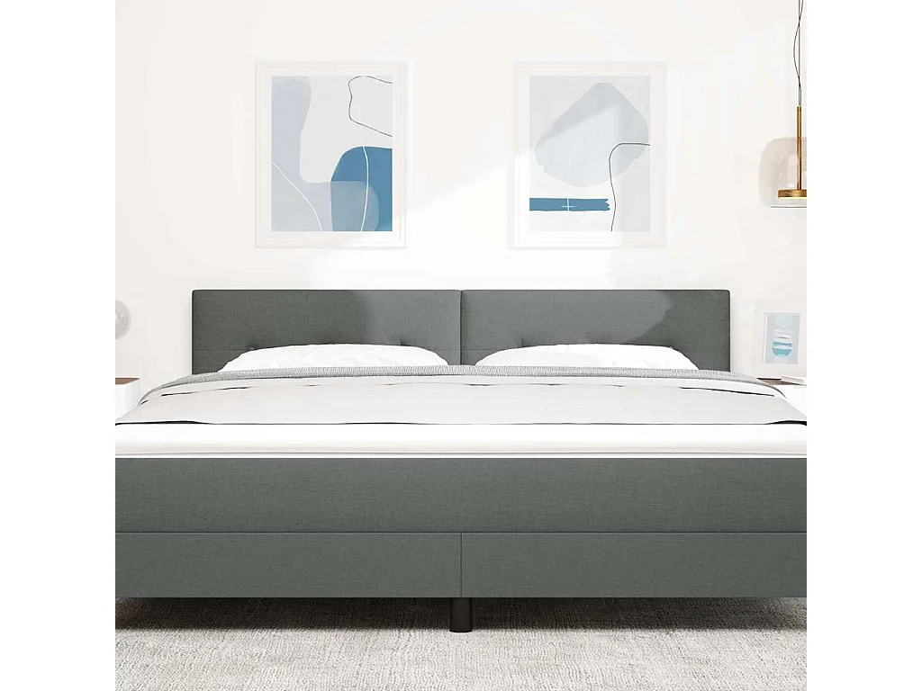 Tête de Lit | Panneau de tête pour lit Moderne LED avec des lumières à LED Gris foncé 180 cm tissu