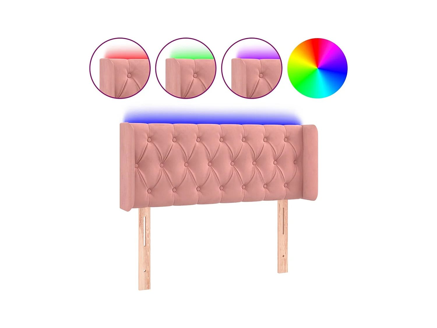 Tête de Lit | Panneau de tête pour lit Moderne à LED Rose 103x16x78/88 cm Velours