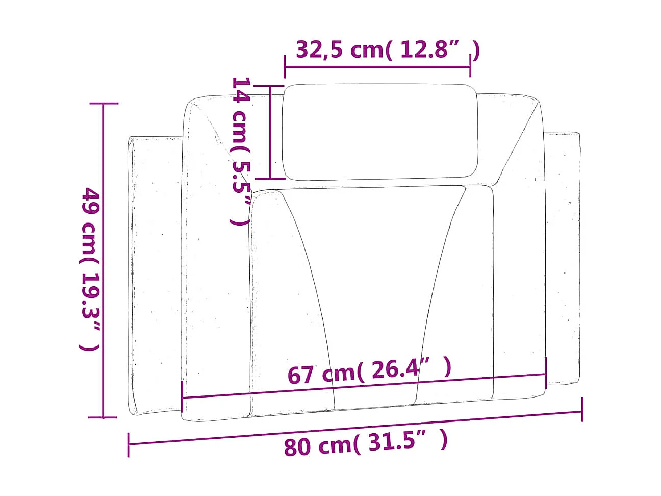 Cabecero de Cama | Cabezal de cama | Mueble de cabecero acolchado Viana cuero sintético marrón 80 cm
