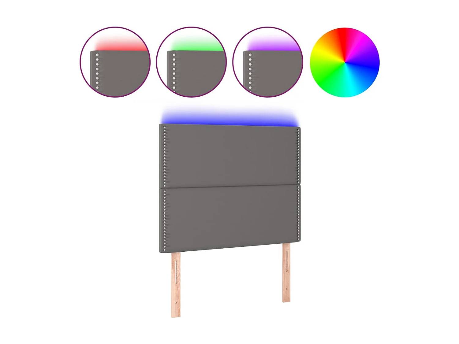 Hoofdbord | Hoofdeinde LED 100x5x118/128 cm kunstleer grijs