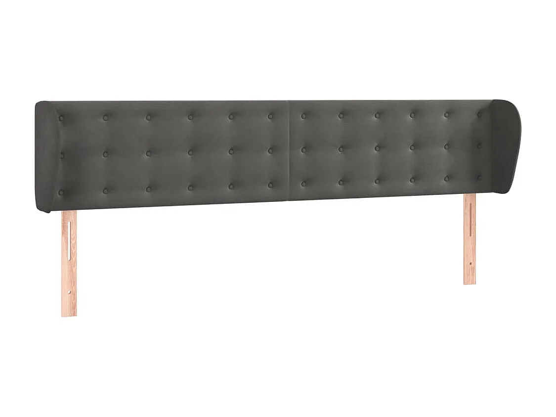 Mueble cabecero | Cabezal de cama | Cabecero de terciopelo gris oscuro 203x23x78/88 cm