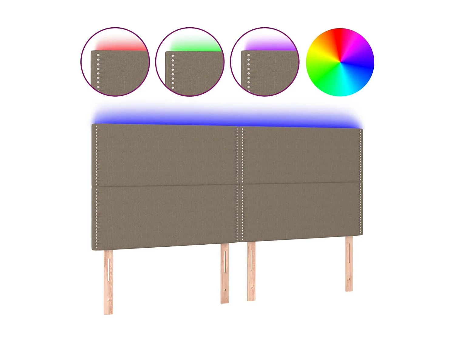 Hoofdbord | Hoofdeinde LED 200x5x118/128 cm stof taupe