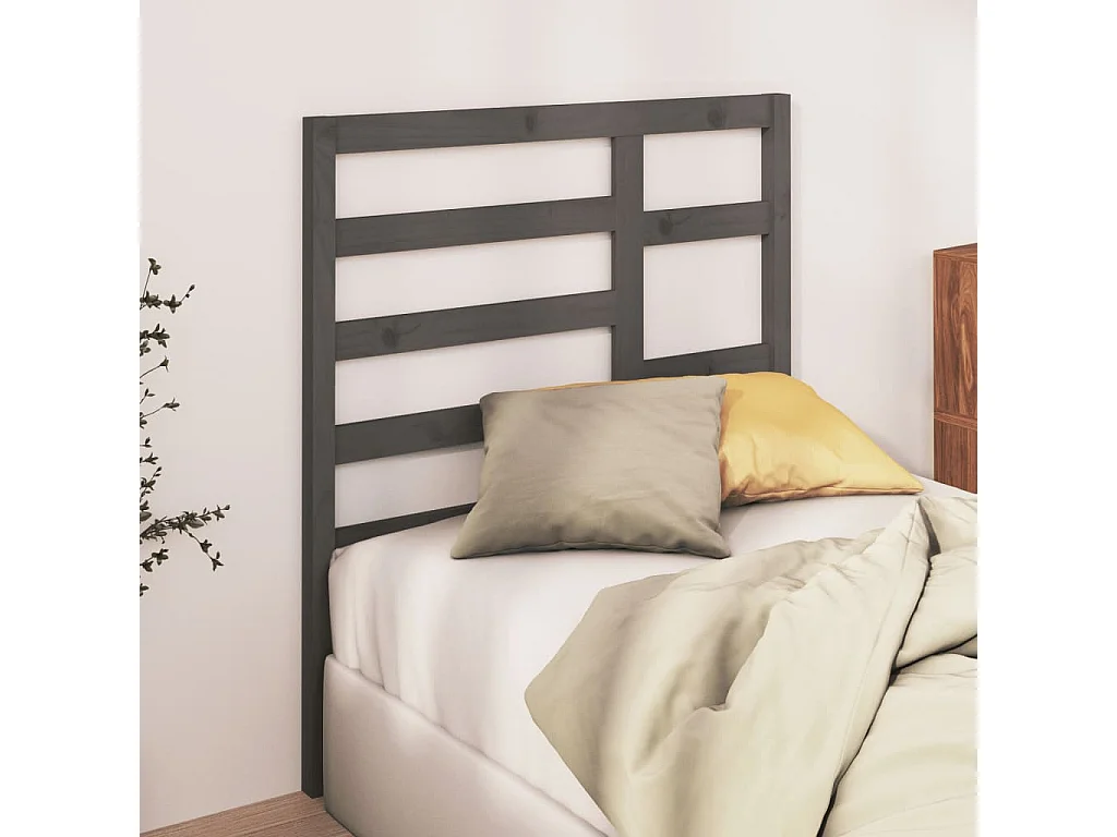 Tête de Lit | Panneau de tête pour lit Moderne Gris 96x4x104 cm Bois massif de pin