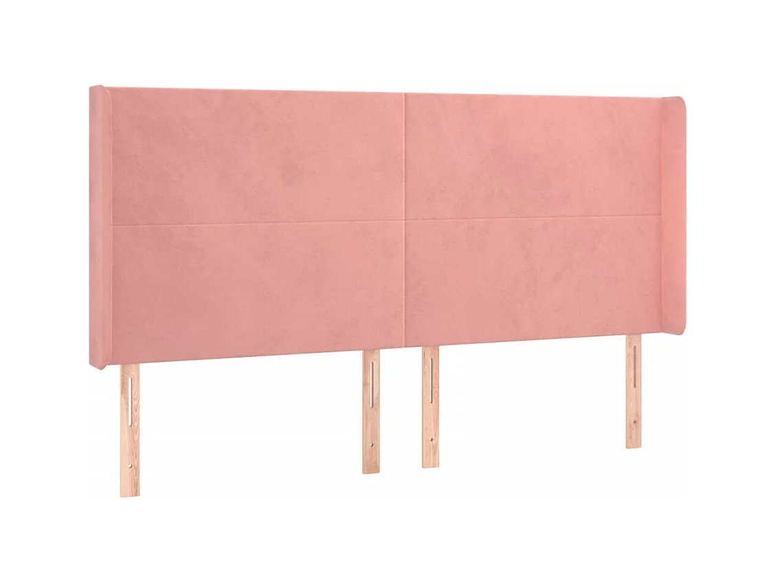 Tête de Lit | Panneau de tête pour lit Moderne à LED Rose 183x16x118/128 cm Velours